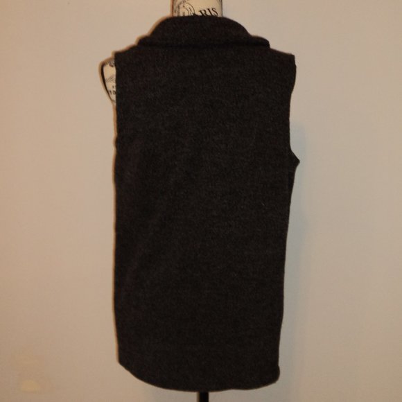 Loft Women's Size Small Sweater Vest Black Gray Sleeveless Pockets Collar - Picture 4 of 8